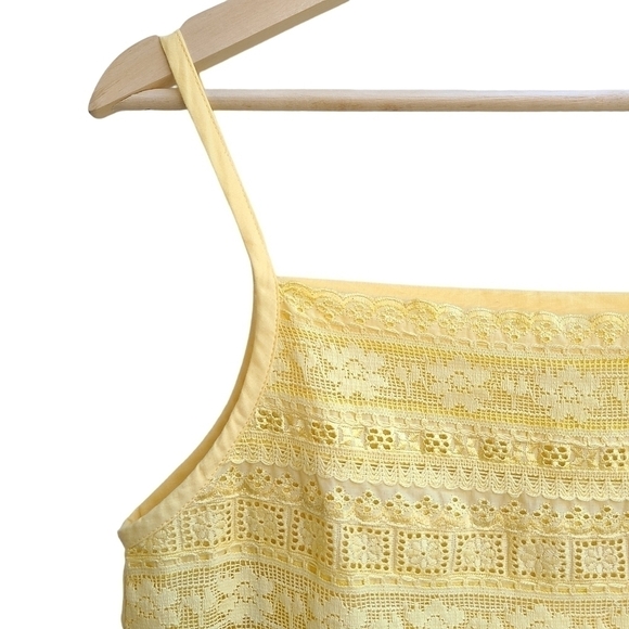 Lace and Embroidery Yellow Summer Top, Size XS - Picture 3 of 11